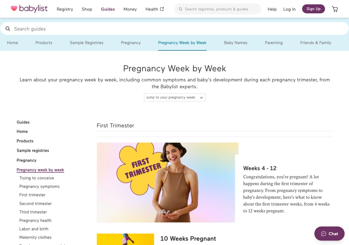 Babylist|Week by Week 索引:按 trimester 聚合周内容