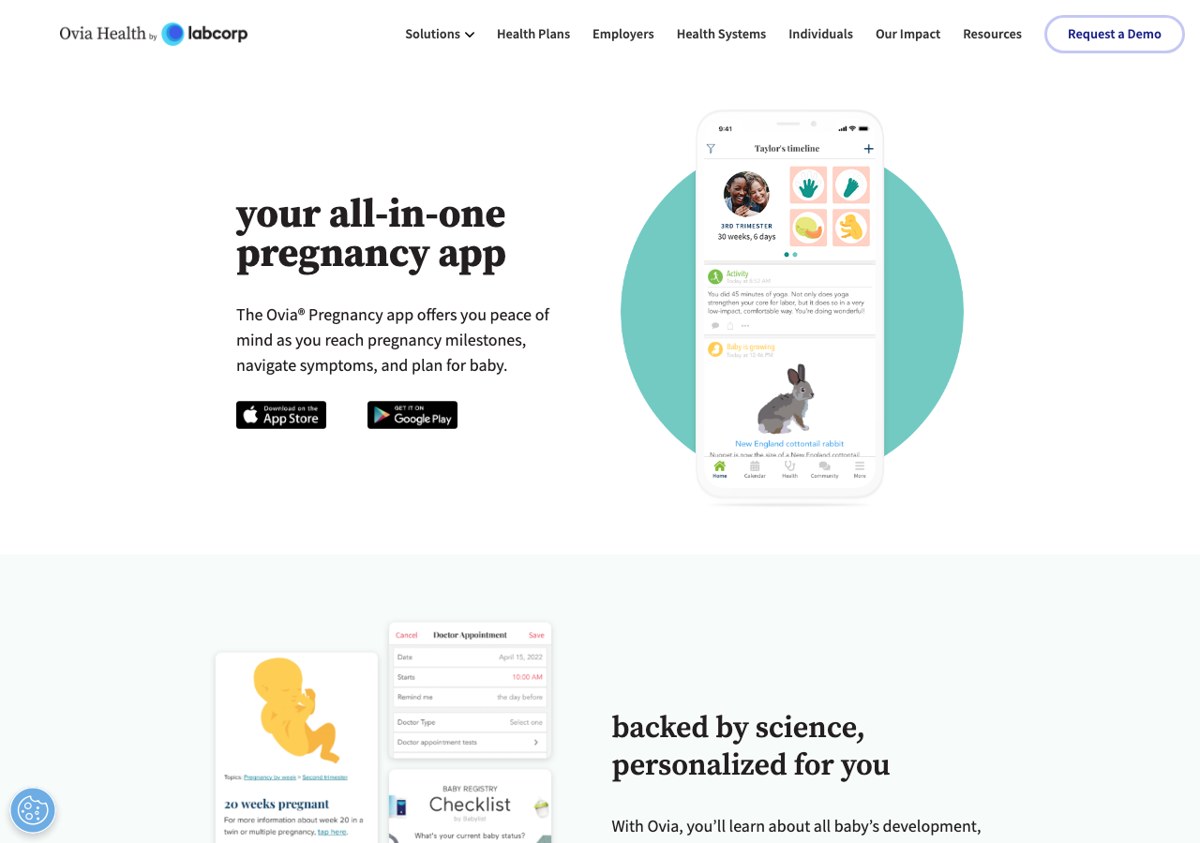 Ovia|官网:all-in-one pregnancy app + by week 视频/内容