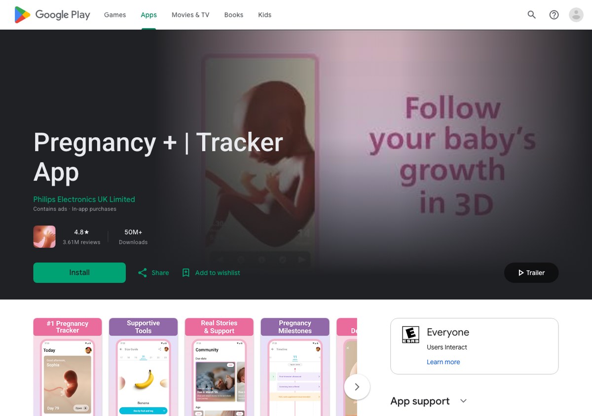 Pregnancy+|Google Play:3D 胎儿 + week-by-week guides + 工具